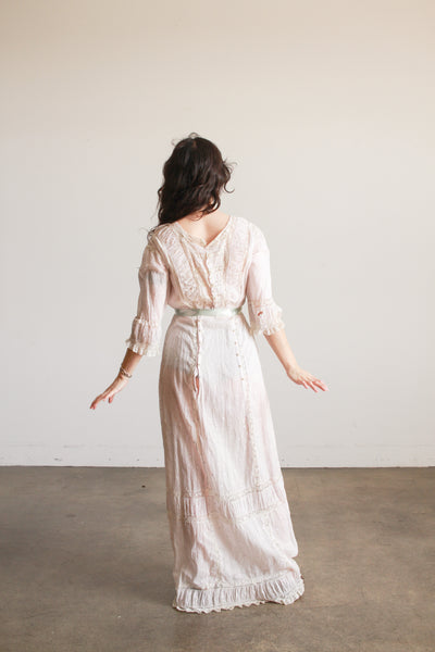 Edwardian Eyelet Cotton Lilac Swiss Dot Dress