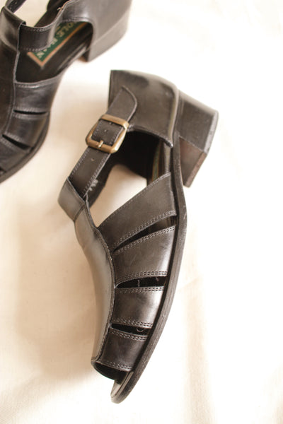 1990s Cole Haan Black Cutout Sandals | Size 7.5