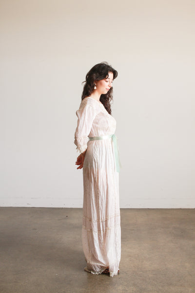 Edwardian Eyelet Cotton Lilac Swiss Dot Dress