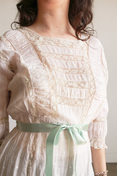 Edwardian Eyelet Cotton Lilac Swiss Dot Dress
