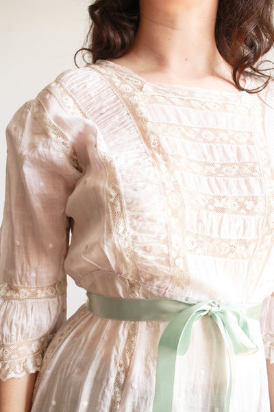 Edwardian Eyelet Cotton Lilac Swiss Dot Dress