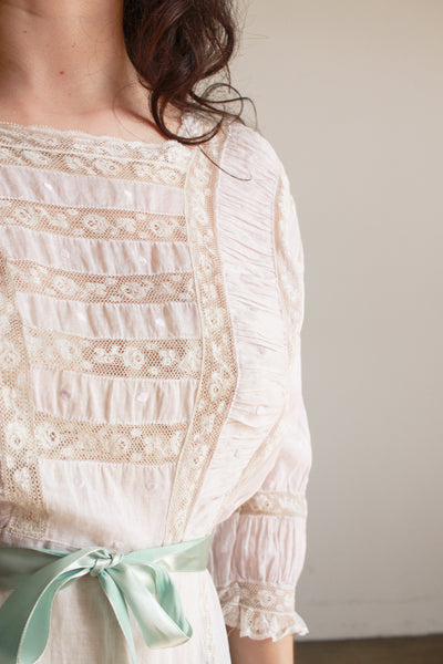 Edwardian Eyelet Cotton Lilac Swiss Dot Dress