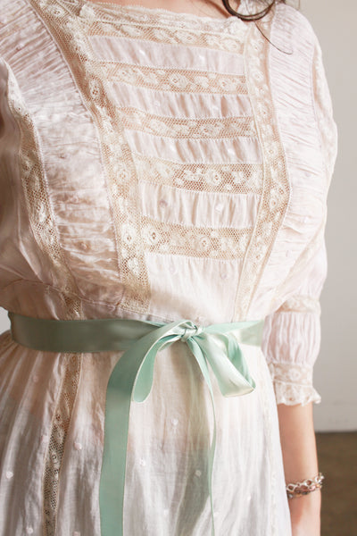 Edwardian Eyelet Cotton Lilac Swiss Dot Dress