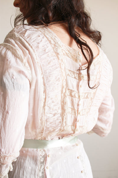 Edwardian Eyelet Cotton Lilac Swiss Dot Dress