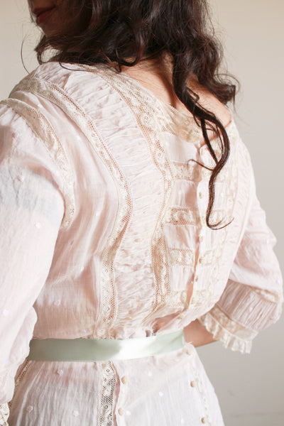 Edwardian Eyelet Cotton Lilac Swiss Dot Dress