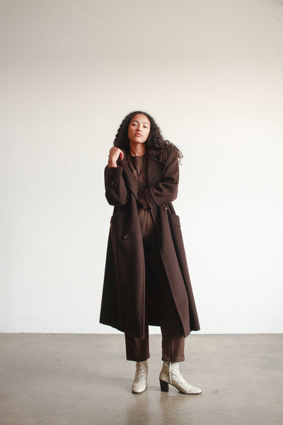 1980s Albert Nipon Chocolate Wool Coat