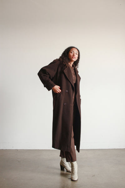 1980s Albert Nipon Chocolate Wool Coat