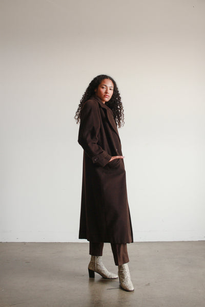 1980s Albert Nipon Chocolate Wool Coat