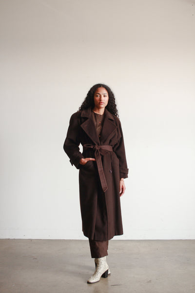 1980s Albert Nipon Chocolate Wool Coat