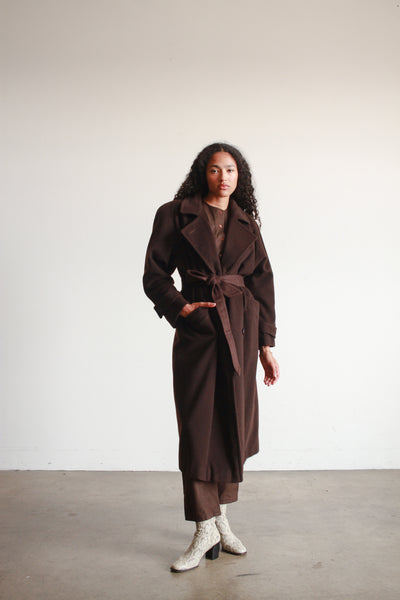 1980s Albert Nipon Chocolate Wool Coat