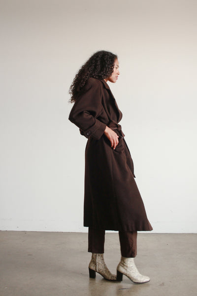 1980s Albert Nipon Chocolate Wool Coat