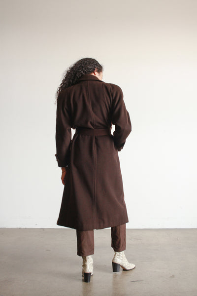 1980s Albert Nipon Chocolate Wool Coat