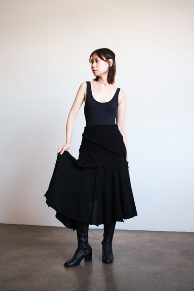 1990s Comme des Garçon Black Wool Knit Skirt Set