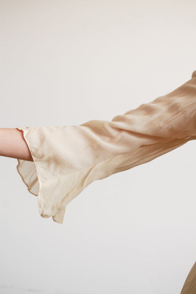 Edwardian Buttercream Chiffon Peplum Lawn Dress