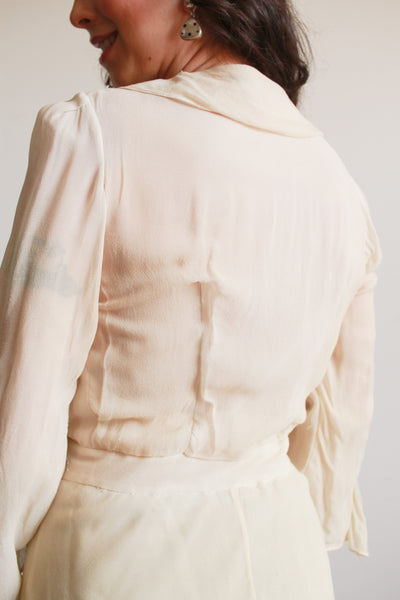 Edwardian Buttercream Chiffon Peplum Lawn Dress