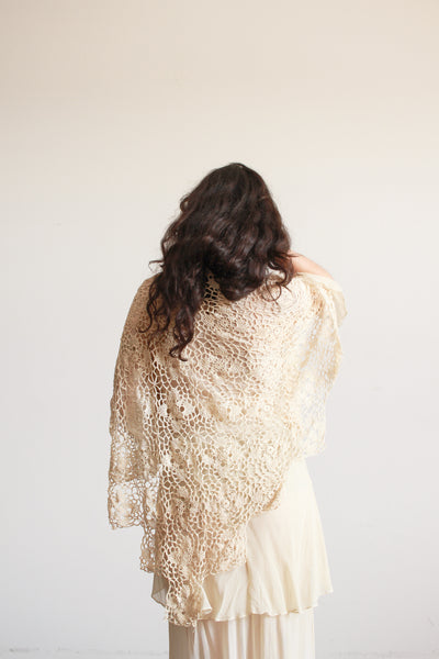 1950s Cream Crochet Shawl