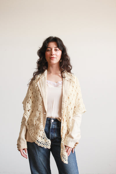 1980s Cream Knitted Shawl