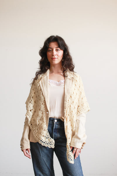 1980s Cream Knitted Shawl