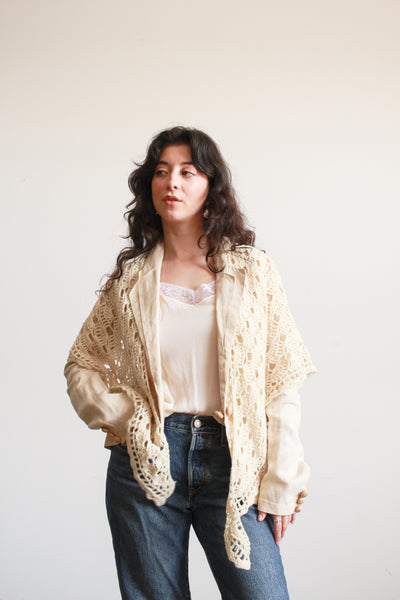 1980s Cream Knitted Shawl