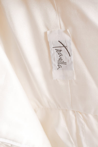 1970s Travilla Ivory Sunburst Pleated Halter Gown