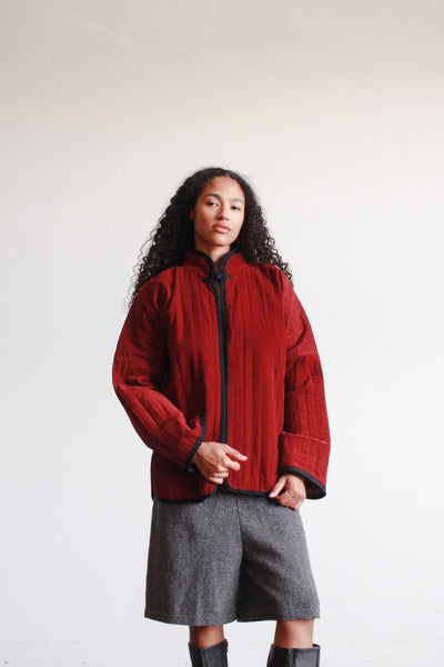 1980s Wine Quilted Reversible Corduroy Jacket