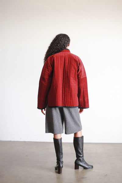 1980s Wine Quilted Reversible Corduroy Jacket