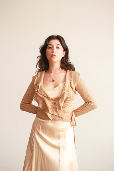 1970s Neiman Marcus Metallic Wrap Top
