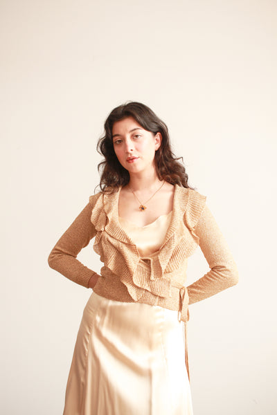 1970s Neiman Marcus Metallic Wrap Top