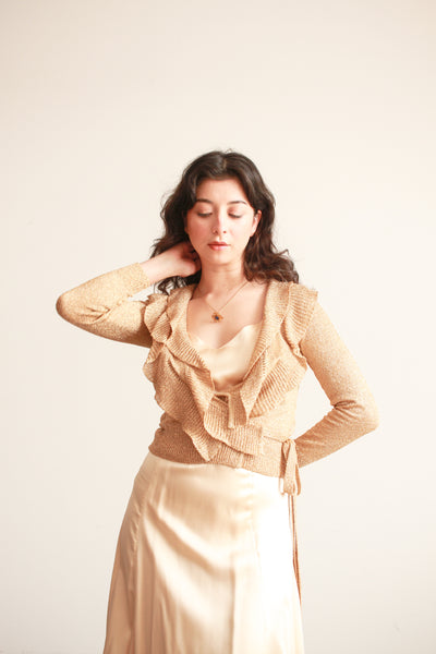1970s Neiman Marcus Metallic Wrap Top