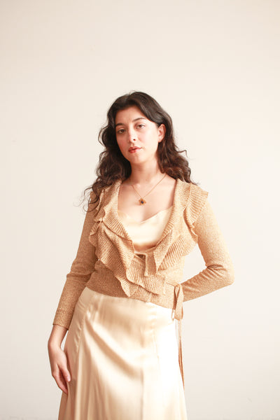 1970s Neiman Marcus Metallic Wrap Top