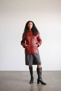 1980s Maroon Quilted Leather Jacket