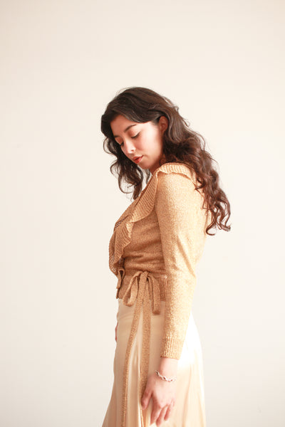 1970s Neiman Marcus Metallic Wrap Top