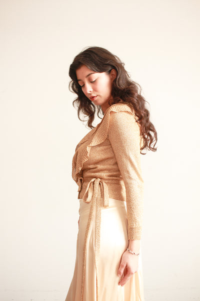 1970s Neiman Marcus Metallic Wrap Top
