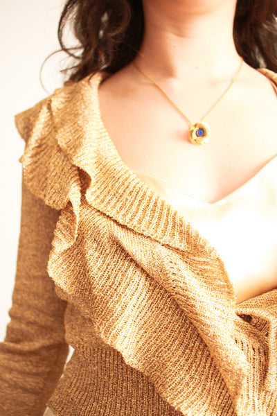 1970s Neiman Marcus Metallic Wrap Top