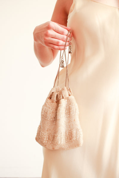 1930s Clear Beaded Handbag Satchel