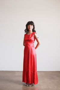 50s satin dress Unique Vintage Black Stretch Satin Long Slip M/6-8