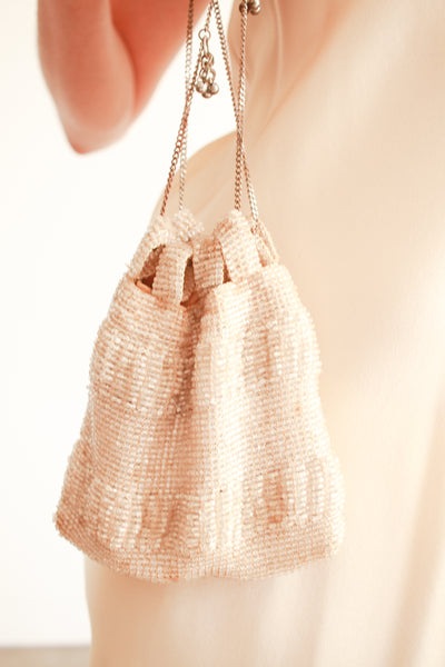 1930s Clear Beaded Handbag Satchel