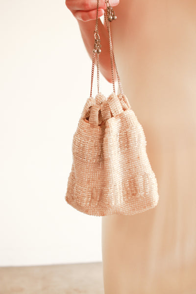 1930s Clear Beaded Handbag Satchel