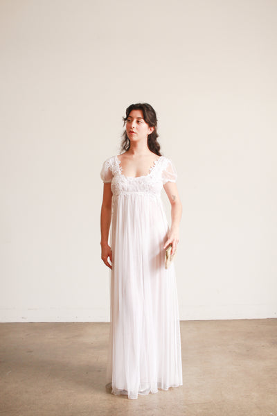 Edwardian Style White Empire Waist Nightgown