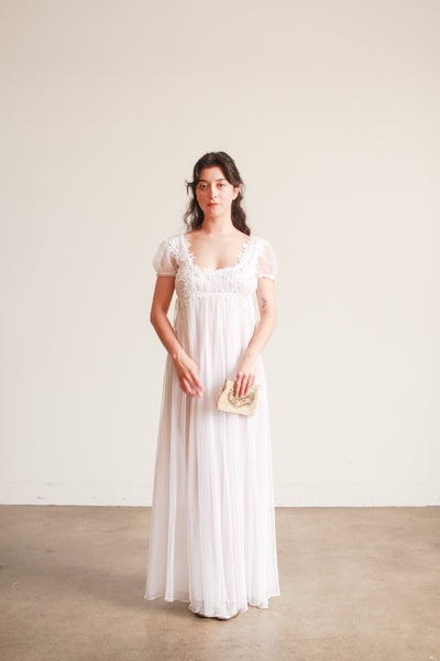 Edwardian Style White Empire Waist Nightgown