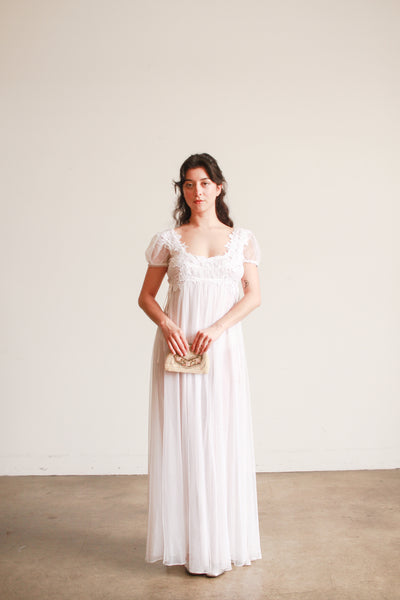 Edwardian Style White Empire Waist Nightgown