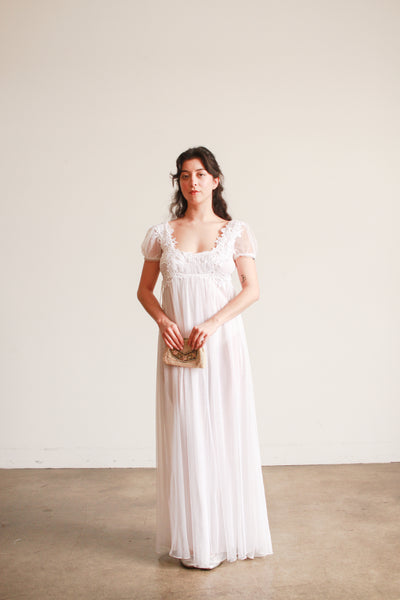 Edwardian Style White Empire Waist Nightgown