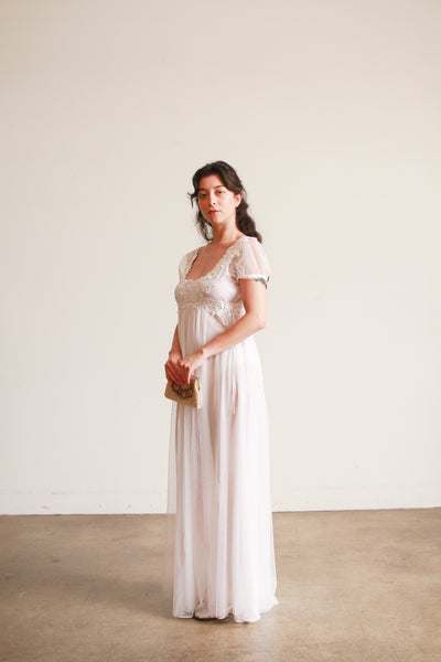 Edwardian Style White Empire Waist Nightgown