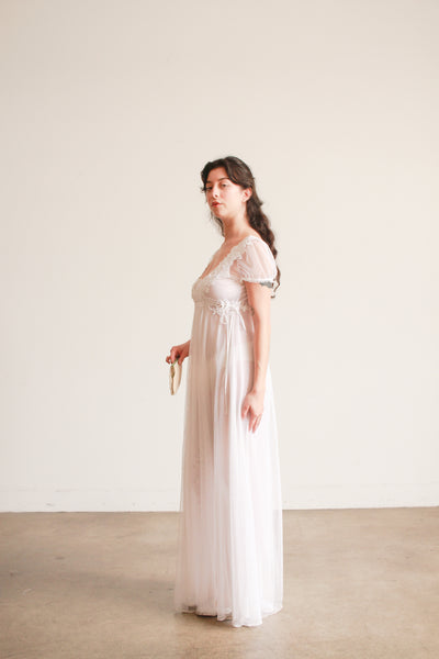 Edwardian Style White Empire Waist Nightgown