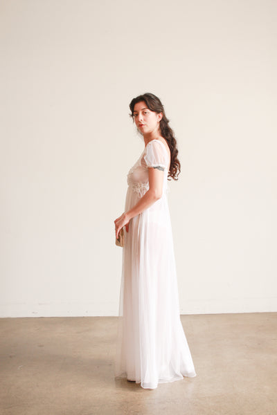 Edwardian Style White Empire Waist Nightgown