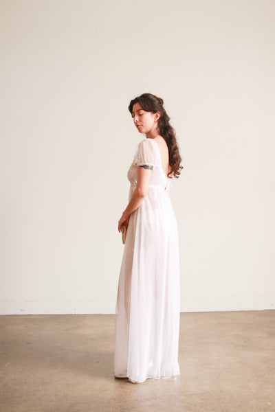 Edwardian Style White Empire Waist Nightgown