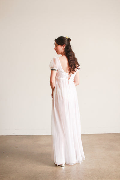 Edwardian Style White Empire Waist Nightgown