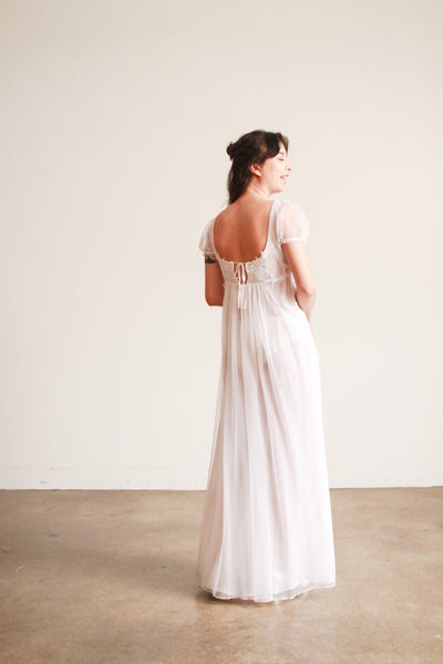 Edwardian Style White Empire Waist Nightgown