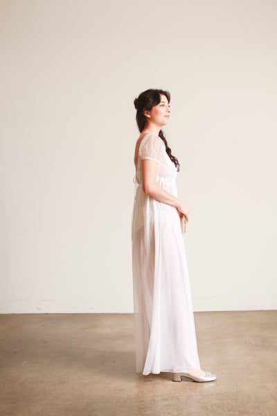 Edwardian Style White Empire Waist Nightgown