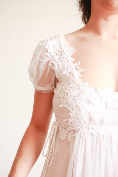 Edwardian Style White Empire Waist Nightgown